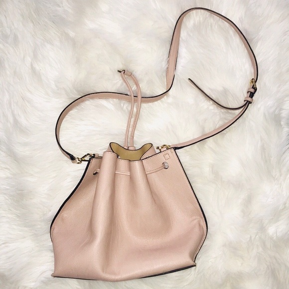 Calvin Klein Pink Leather Drawstring Bucket Bag - Picture 2 of 8